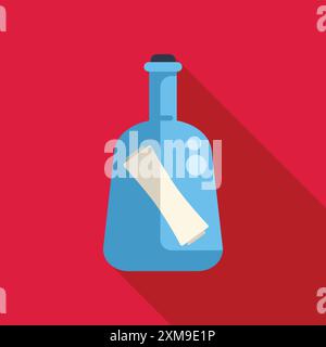Message in a bottle floating on the water is hoping to be found by someone so they can read the important information inside Stock Vector