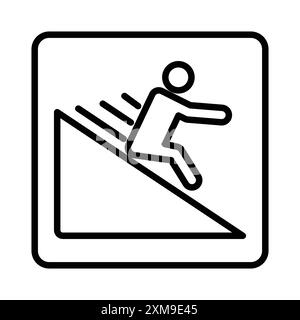 Man slide on slope icon linear logo mark set collection in black and white for web Stock Vector