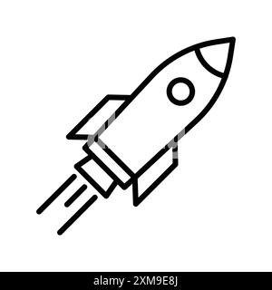 Rocket icon linear logo mark set collection in black and white for web Stock Vector