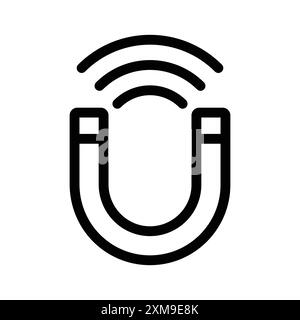 Magnet with power icon linear logo mark set collection in black and white for web Stock Vector