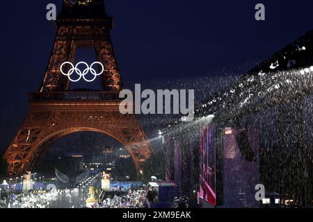 A general view as rain falls during the 2025 Australian Open at ...