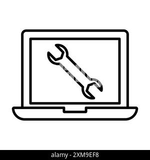 Repairing laptop icon linear logo mark set collection in black and white for web Stock Vector