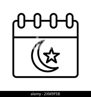 Ramadan Calendar Icon linear logo mark set collection in black and white for web Stock Vector