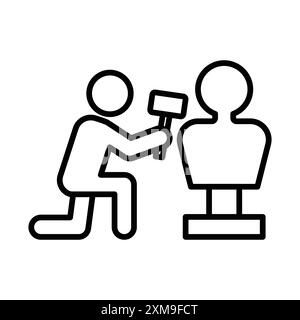Sculptor icon linear logo mark set collection in black and white for web Stock Vector
