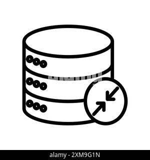 Shrink database icon linear logo mark set collection in black and white for web Stock Vector