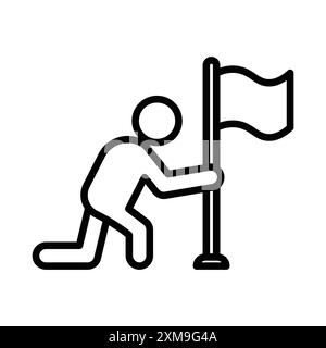 Surrender, capitulate, give up icon Black line art vector in black and ...