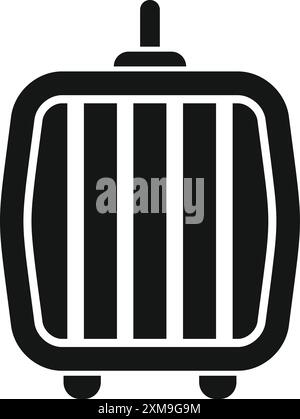 Black silhouette icon of a funicular cable car moving up a mountainside Stock Vector
