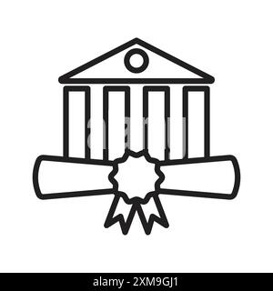 University, college degree icon linear logo mark set collection in black and white for web Stock Vector
