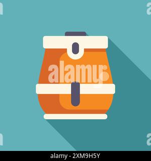 Cartoon icon representing a school backpack, ideal for educational content Stock Vector