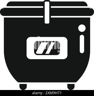 Black glyph icon of a rice cooker featuring a digital timer, ideal for depicting smart kitchen appliances Stock Vector