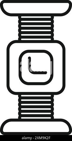 Electronic cigarette mod with atomizer tank icon in outline style isolated on white background Stock Vector