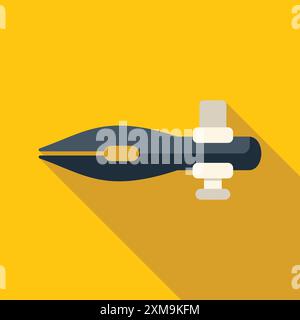 Fountain pen nib icon in flat style with long shadow on yellow background Stock Vector