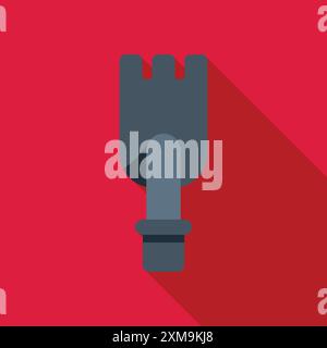 Gardening tool icon in flat style with long shadow, representing a trowel used for planting and gardening tasks Stock Vector