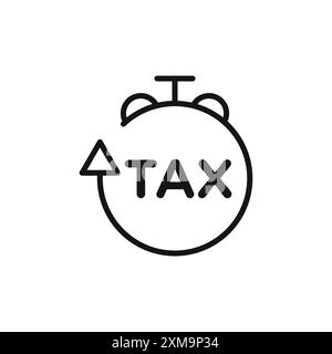 Tax reminder icon outline collection or set in black and white outline Stock Vector