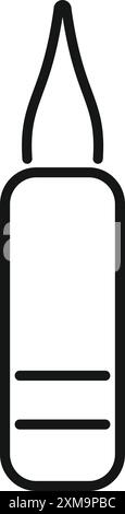 Simple line art icon of a vape pen, representing vaping and e cigarettes Stock Vector