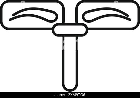 Simple line icon of a brow mapping tool used in beauty salons for achieving symmetrical eyebrows Stock Vector