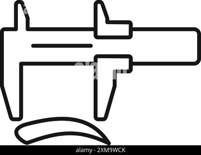 Line art icon of a caliper measuring an eyebrow shape, for beauty and brow lamination concepts Stock Vector