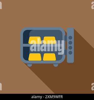 Open bank vault containing gold bars, representing security and wealth Stock Vector