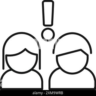 Two business people are having a disagreement, as symbolized by the exclamation point above them Stock Vector