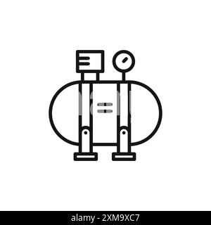 Air compressor pump icon outline collection or set in black and white outline Stock Vector