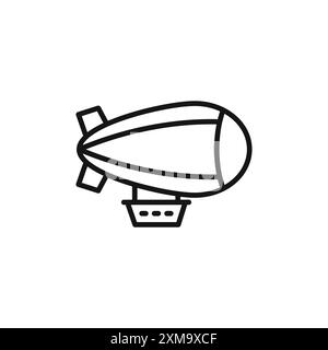 Airship icon outline collection or set in black and white outline Stock Vector