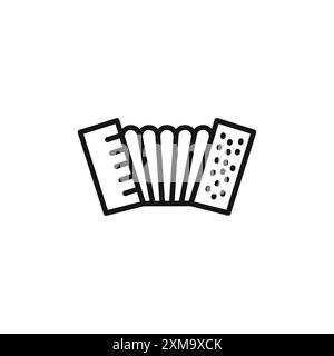 Accordion icon outline collection or set in black and white outline Stock Vector