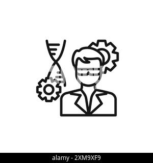 Biomedical engineer icon outline collection or set in black and white outline Stock Vector