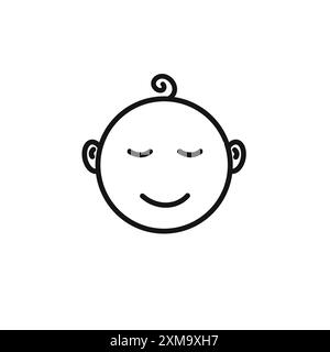 baby face icon outline collection or set in black and white outline Stock Vector