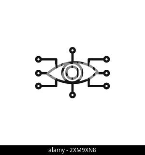 Bionic eye icon outline collection or set in black and white outline Stock Vector