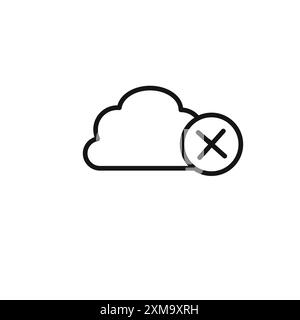 cloud sync disable icon outline collection or set in black and white outline Stock Vector