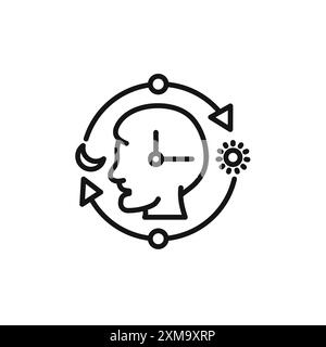 Circadian rhythms icon outline collection or set in black and white outline Stock Vector