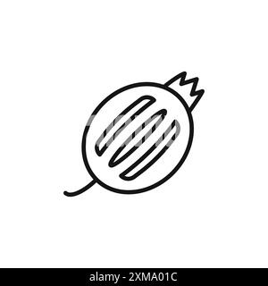 Gooseberry icon outline collection or set in black and white outline Stock Vector