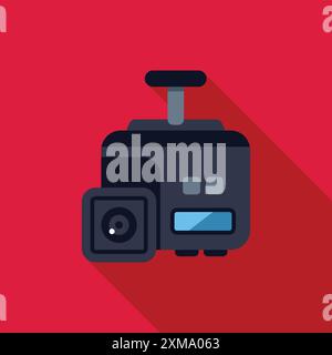 Black box car dvr with suction cup mount recording time and speed Stock Vector