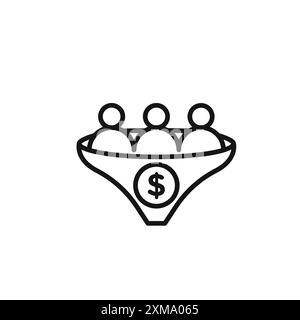 lead conversion icon outline collection or set in black and white outline Stock Vector