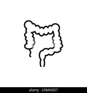 Large intestine icon outline collection or set in black and white outline Stock Vector