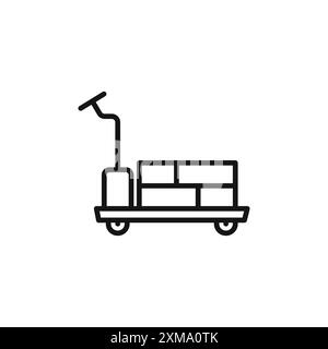 Hand pallet jack icon (2) outline collection or set in black and white outline Stock Vector