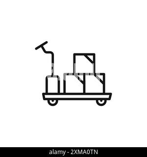 Hand pallet jack icon outline collection or set in black and white outline Stock Vector