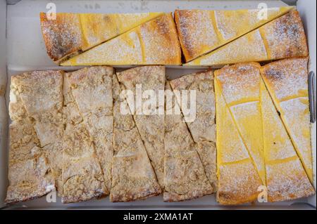 Fresh pieces of cake from the bakery in a box, Bavaria, Germany Stock Photo
