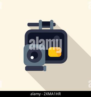 Action camera capturing extreme sports with its long shadow design Stock Vector