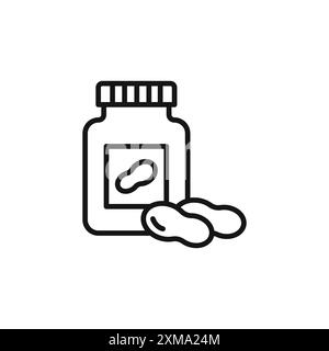 Peanut butter icon outline collection or set in black and white outline Stock Vector