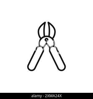 pruner icon outline collection or set in black and white outline Stock Vector