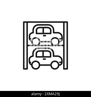 Multi Storey Parking icon outline collection or set in black and white outline Stock Vector