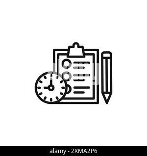 testing time icon outline collection in black and on white background ...