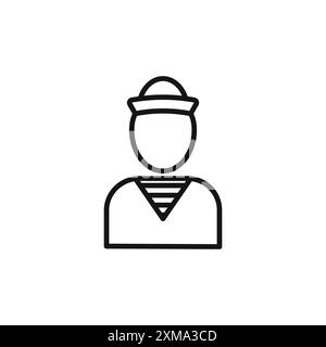 Sailor icon outline collection or set in black and white outline Stock Vector