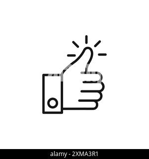 Thumbs Up icon outline collection or set in black and white outline Stock Vector