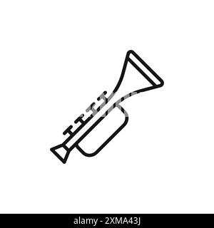 Trumpet icon outline collection or set in black and white outline Stock Vector