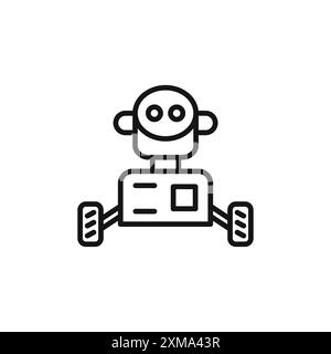 Wheels robot icon outline collection or set in black and white outline Stock Vector