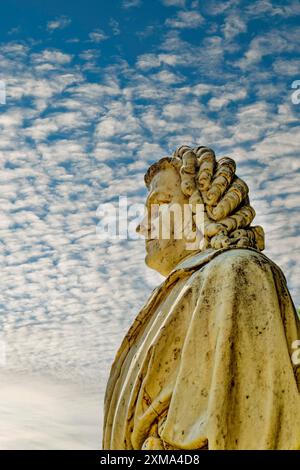 Bach monument by sculptor Heinrich Pohlmann, monument to Johann Sebastian Bach, musician and composer, Bachplatz, Koethen, Saxony-Anhalt, Germany Stock Photo