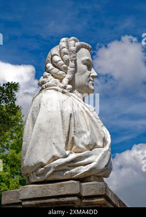 Bach monument by sculptor Heinrich Pohlmann, monument to Johann Sebastian Bach, musician and composer, Bachplatz, Koethen, Saxony-Anhalt, Germany Stock Photo