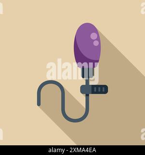 Clip microphone for recording audio with long shadow Stock Vector